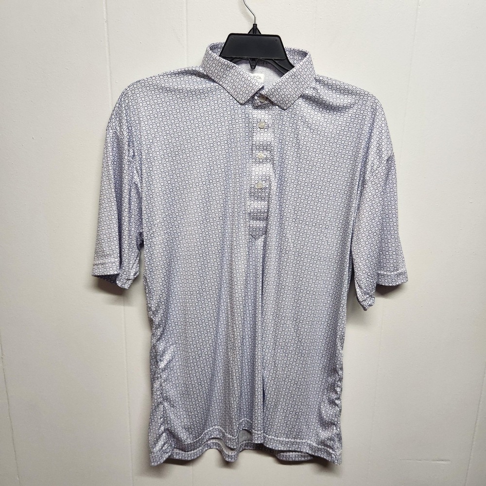 Collars & Co. Polo Shirt Mens 2XL White Dress Collar Geometric Polyester Golf